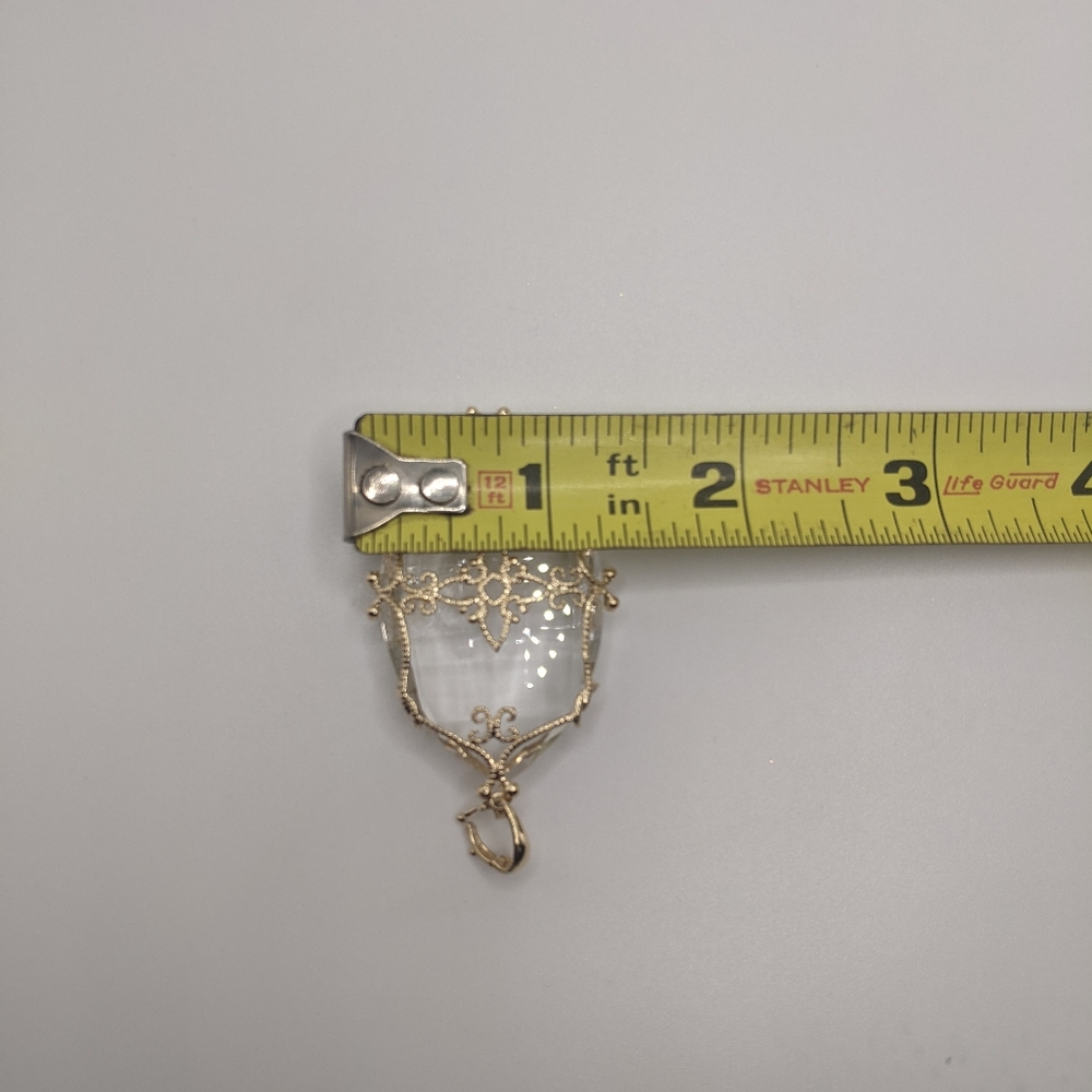 Sold💗14k Yellow Gold Crystal Quartz Gemstone Large Enhancer/Pendant - Picture 3 of 13